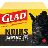 135L Garbage Bags, Regular, 31" W x 42" L, Black Superchem Industries