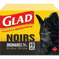 74L Garbage Bags, Regular, 26" W x 33" L, Black Superchem Industries