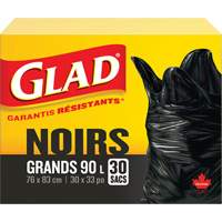90L Garbage Bags, Regular, 30" W x 33" L, Black Superchem Industries