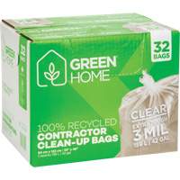 Green Home Garbage Bags, Strong, 33" W x 48" L, 3 mils, Clear, 159 L (42 Gal.) Capacity Superchem Industries