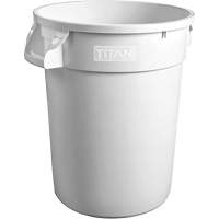 White Titan Heavy-Duty Garbage Container, Plastic, 20 US gal. Superchem Industries