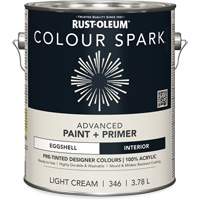 Peinture int&eacute;rieure pr&eacute;teint&eacute;e + appr&ecirc;t mural Colour Spark, Coton blanc, Semi-brillant, 3,78 L, Gallon Superchem Industries