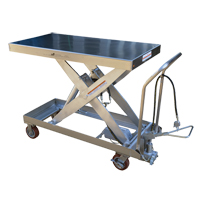 Pneumatic Hydraulic Scissor Lift Table, Stainless Steel, 47-1/2" L x 24" W, 2000 lbs. Cap. Superchem Industries