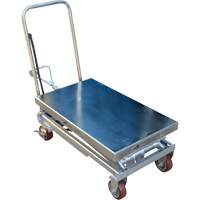 Pneumatic Hydraulic Scissor Lift Table, Stainless Steel, 35-1/2" L x 20" W, 800 lbs. Cap. Superchem Industries