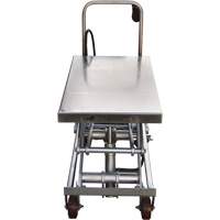 Pneumatic Hydraulic Scissor Lift Table, Stainless Steel, 35-1/2" L x 20" W, 800 lbs. Cap. Superchem Industries