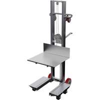 Platform Lift Stacker, Hand Winch Operated, 400 lbs. Capacity, 60" Max Lift Superchem Industries