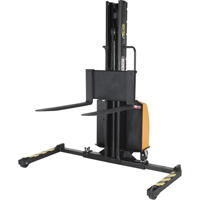 Narrow Mast Powered Lift Stacker, Electric Operated, 1500 lbs. Capacity, 63" Max Lift Superchem Industries