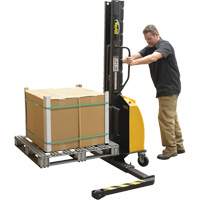 Narrow Mast Powered Lift Stacker, Electric Operated, 1000 lbs. Capacity, 63" Max Lift Superchem Industries