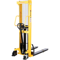 Manual Hydraulic Stacker, Hand Pump Operated, 2000 lbs. Capacity, 63" Max Lift Superchem Industries