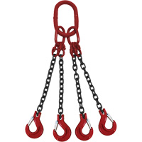 Chain Sling, Grade 80 Chain, Quadruple Legs, Oblong & Slip Hooks, 9/32" x 5' Superchem Industries
