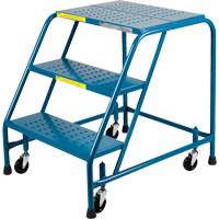 CSA-Certified Rolling Step Ladder, 3 Steps, 22" Step Width, 28" Platform Height, Steel Superchem Industries