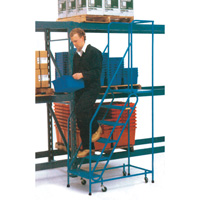 CSA-Certified Rolling Step Ladder, 6 Steps, 22" Step Width, 55" Platform Height, Steel Superchem Industries