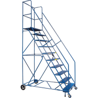 CSA-Certified Rolling Step Ladder with Locking Step, 10 Steps, 30" Step Width, 89" Platform Height, Steel Superchem Industries