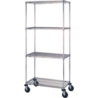 Chariots en treillis m&eacute;tallique, Chrom&eacute;, 18" x 69" x 36", Capacit&eacute; 800 lb Superchem Industries
