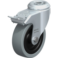 Light-Duty Caster, Swivel with Brake, 4" (101.6 mm), Solid Rubber, 242 lbs. (110 kg.) Superchem Industries