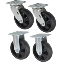 Caster Set, Rigid/Swivel, 6" (152.4 mm), Nylon, 2400 lbs. (1089 kg.) Superchem Industries