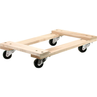 Wood Dollies - Medium-Duty, Polyolefin Wheels, 900 lbs. Capacity, 18" W x 30" D x 7" H Superchem Industries