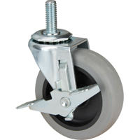 Stem Caster, Swivel with Brake, 3" (76 mm) Dia., 80 lbs. (36 kg.) Capacity Superchem Industries