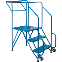 Mechanics/Maintenance Rolling Ladder, Steel, 3 Steps, 28" Platform Height Superchem Industries