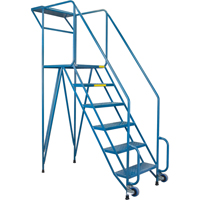 Mechanics/Maintenance Rolling Ladder, Steel, 6 Steps, 57" Platform Height Superchem Industries