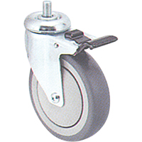 Zinc Plated Caster, Swivel with Brake, 4" (102 mm) Dia., 200 lbs. (91 kg.) Capacity Superchem Industries
