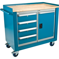 Industrial Duty Mobile Service Workbenches, Wood Surface Superchem Industries
