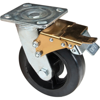 Roulette moul&eacute;, Pivotant avec frein, 6" (152,4 mm), Caoutchouc, 550 lb (249 kg) Superchem Industries