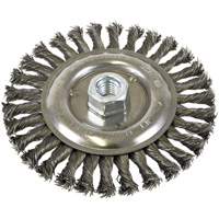 Brosse filet&eacute;e &agrave; fils nou&eacute;es et face standard, Dia. 6", Fils 0,022", Arbre 5/8"-11, Acier Superchem Industries