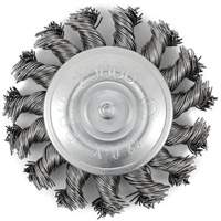 Brosse radiale &agrave; fils nou&eacute;s torsad&eacute;s mont&eacute; sur mandrin, Dia. 3", Fils 0,02", Arbre 1/4", Acier inoxydable Superchem Industries