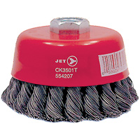 Brosse boisseau &agrave; fils nou&eacute;s torsad&eacute;s haute performance CK3501T, Dia. 3-1/2", Fils 0,02", Arbre 5/8"-11, Acier Superchem Industries