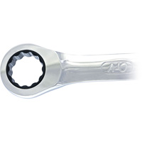 Non-Reversible Long Pattern Ratcheting Combination Wrench, 19 mm, Plain Finish Superchem Industries
