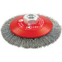Brosse conique biseaut&eacute;e &agrave; fils sertis, haute performance, Dia. 4-1/2", Fils 0,014", Arbre 5/8"-11, Acier Superchem Industries
