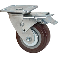 Roulette, Pivotant avec frein, 5" (127 mm), Polyur&eacute;thane, 650 lb (294 kg) Superchem Industries