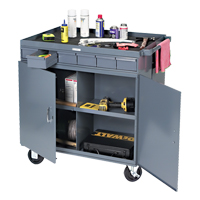 Heavy-Duty Two-Sided Mobile Work Station, 1200 lbs. Capacity, Steel, 34" x W, 34" x H, 24" D, All-Welded, 6 Drawers Superchem Industries