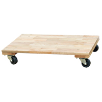 Solid Platform Wood Dolly, Rubber Wheels, 900 lbs. Capacity, 18" W x 30" D x 6" H Superchem Industries