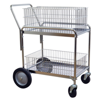 Chariot de bureau en treillis m&eacute;tallique pour le courrier, 200 lb Capacit&eacute;, Chrome, 23-3/4" p x 33-1/2" la x 38-1/4" h, Chrom&eacute; Superchem Industries