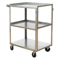 Shelf Carts, 3 Tiers, 15-1/2" W x 32-1/8" H x 24" D, 300 lbs. Capacity Superchem Industries