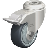Roulette en &eacute;lastom&egrave;re thermoplastique acier inoxydable, Pivotant avec frein, Diam&egrave;tre 3-1/8" (79,5 mm), Capacit&eacute; 220 lb (100 kg) Superchem Industries