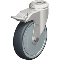 Roulette en &eacute;lastom&egrave;re thermoplastique acier inoxydable, Pivotant avec frein, Diam&egrave;tre 5" (127 mm), Capacit&eacute; 265 lb (120 kg) Superchem Industries