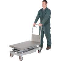 Table &eacute;l&eacute;vatrice hydraulique manuelle &agrave; ciseaux, 35-1/2" lo x 20" la, Partiellement en acier inoxydable, Capacit&eacute; 800 lb Superchem Industries