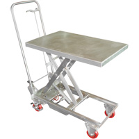 Manual Hydraulic Scissor Lift Table, 27-1/2" L x 17-3/4" W, Stainless Steel, 200 lbs. Capacity Superchem Industries