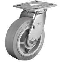 Plate Caster, Swivel, 4" (101.6 mm), Rubber, 225 lbs. (102 kg.) Superchem Industries
