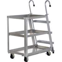 Stockpicker Truck, Aluminum, 21-7/8" W x 40" D, 3 Shelves, 660 lbs. Capacity Superchem Industries