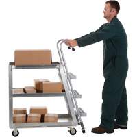 Stockpicker Truck, Aluminum, 21-7/8" W x 40" D, 3 Shelves, 660 lbs. Capacity Superchem Industries