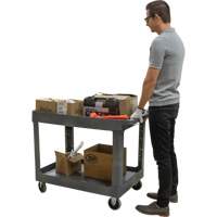 Utility Service Cart, 2 Tiers, 24-5/8" x 32-1/2" x 40", 550 lbs. Capacity Superchem Industries