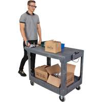 Flat-Shelf Utility Service Cart, 2 Tiers, 25-1/4" x 32-1/4" x 44", 550 lbs. Capacity Superchem Industries