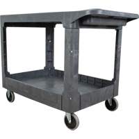 Flat-Shelf Utility Service Cart, 2 Tiers, 25-1/4" x 32-1/4" x 44", 550 lbs. Capacity Superchem Industries