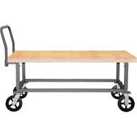 Adjustable Wood Deck Platform Truck, 48" L x 24" W, 1800 lbs. Capacity, Mold-on Rubber Casters Superchem Industries