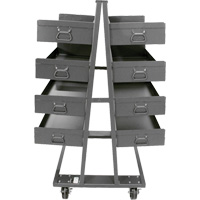 Double-Sided Heavy Duty A-Frame Cart with 8 Large Lipped Trays, 38" x 30" x 63", 2500 lbs. Capacity Superchem Industries