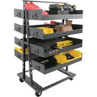 Double-Sided Heavy Duty A-Frame Cart with 8 Large Lipped Trays, 38" x 30" x 63", 2500 lbs. Capacity Superchem Industries